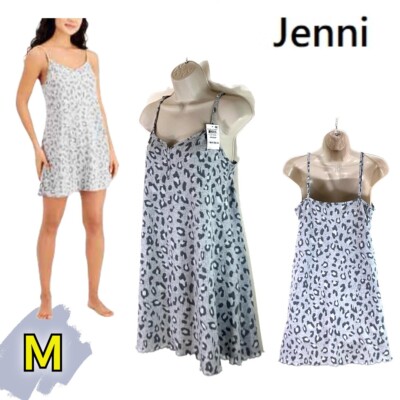 NWT Jenni M Ribbed Chemise Nightgown Tonal Leopard 100136974MS
