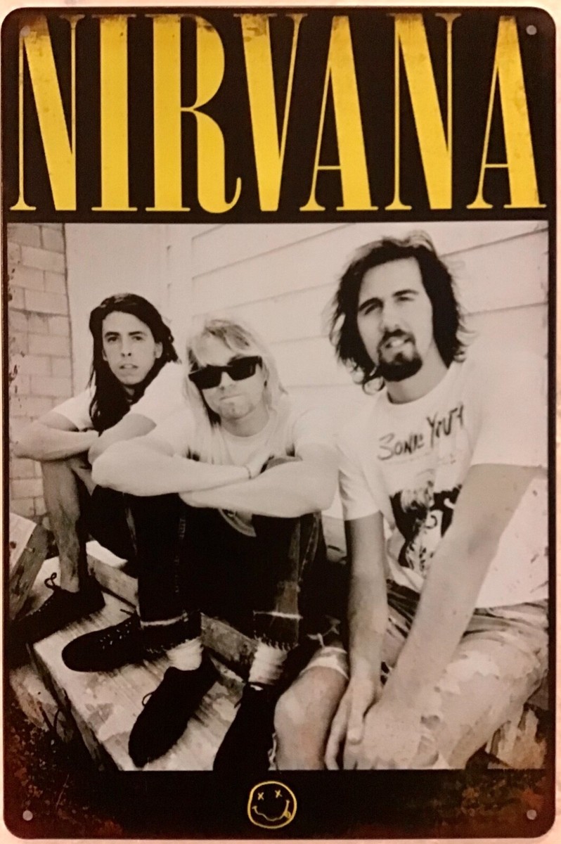 TIN SIGN 8x12 Nirvana grunge rock music band Kurt Cobain Dave