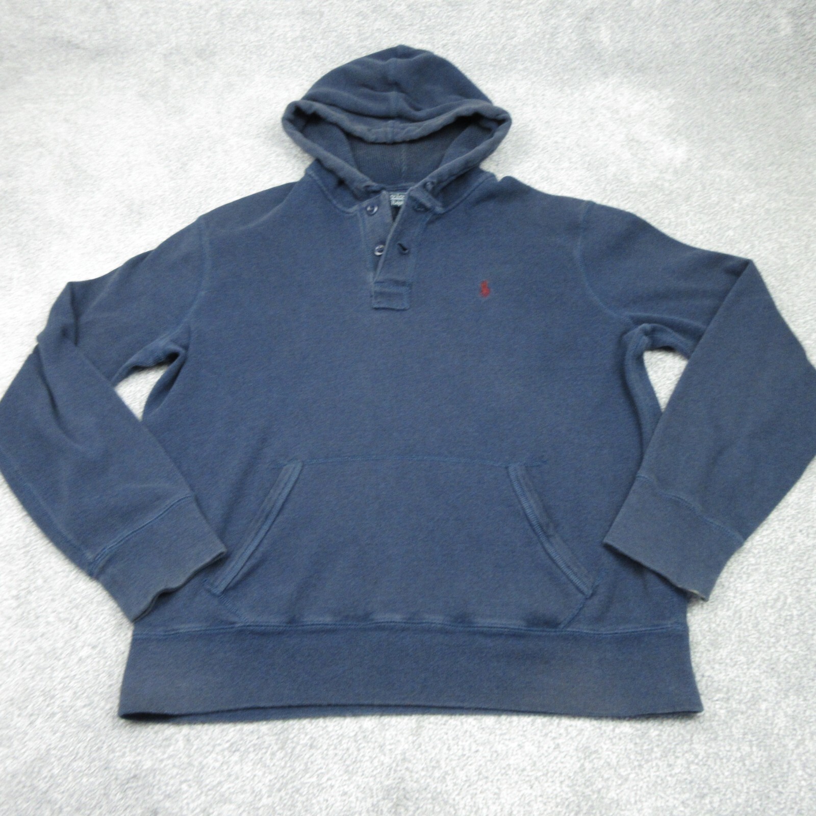 Ralph Lauren Felpa con Cappuccio Uomo Grande Navy Pullover Maglione Pony RL PRL Casual Scollo V