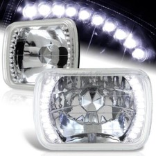 H6014 H6052 H6054 Sealed Beam White Led Chrome Housing Clear Headlight 7x6