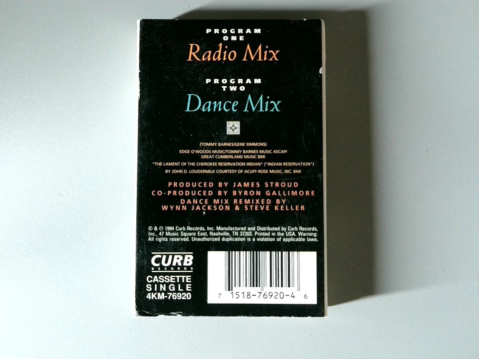 Tim McGraw Indian Outlaw Cassette 1994 Curb Records Single - Imagem 2 de 2