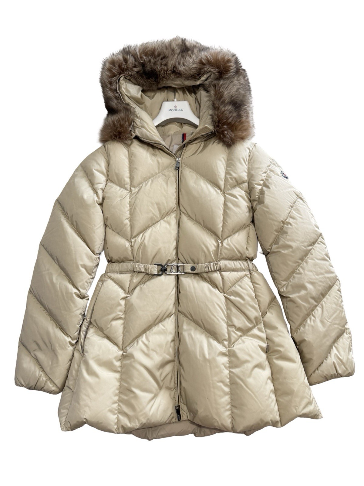 Moncler Loriot Shearling Trim Down Jacket Beige S… - image 1
