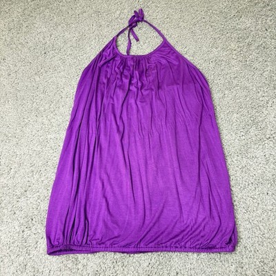 Urban Nomad Earthbound Trading Purple Halter Bubble Hem Boho Top Womens L XL