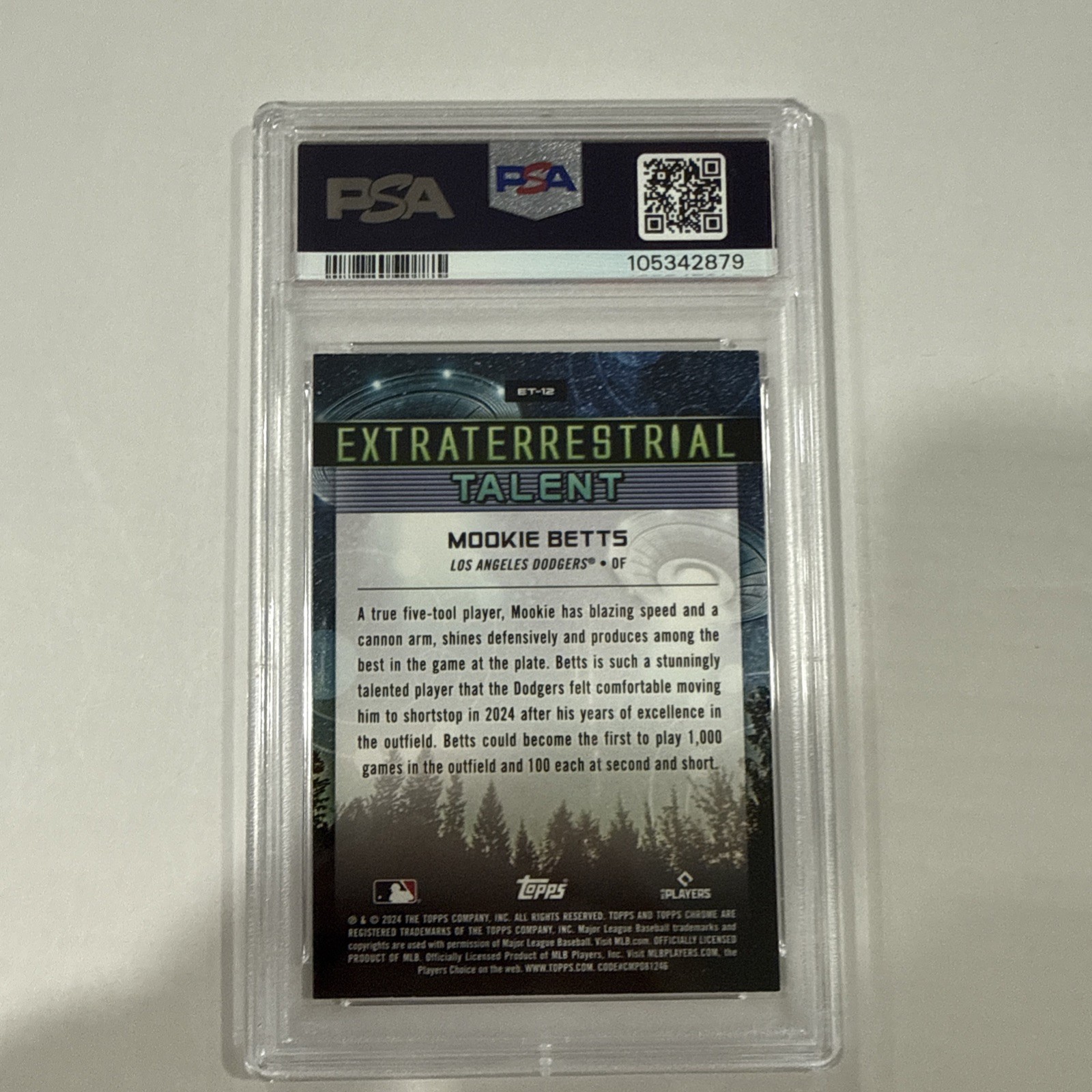 Mookie Betts REFRACTOR 2024 Topps Chrome Cosmic Card Dodgers PSA 8 view 2