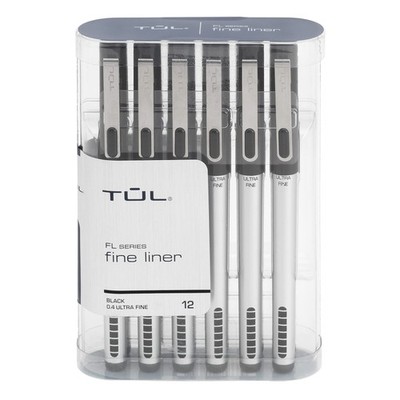Fine Liner Felt-Tip Pens, Ultra-Fine, 0.4 mm, Silver Barrel, Black Ink, Pack Of