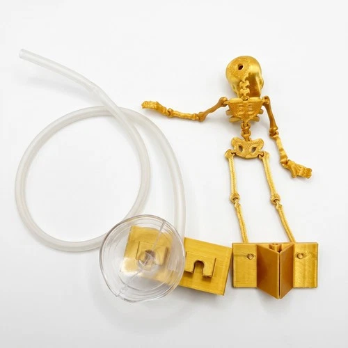 Gold Dancing Skeleton Aquarium Bubbler Air Stone Fish Tank Halloween Ornament - Picture 5 of 5