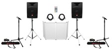 2 Rockville RPG15 15" Powered 1000w DJ PA Speakers LED Stands Facade 2 Mics