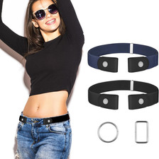   4 Pcs  No Buckle Stretch Belt for Women and Men Elastic Waist Belt Invisible Bel