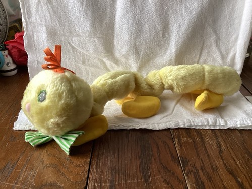 Vtg Playskool Squiggles Worm Plush Bendable Rattle 1984 14”