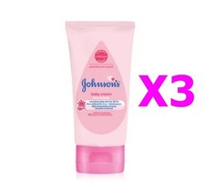 3X Johnson's Baby Cream Face Body Moisturizing Skin Care Pink 50g