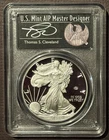 2020-W V75 PRIVY MARK $1 SILVER AMERICAN EAGLE PCGS PR70 signed CLEVELAND :10807