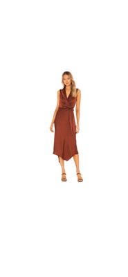 Veronica Beard Briony Wrap Midi Dress in Clay Copper Satin Finish Size 4 MSRP: $