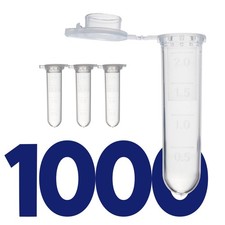 1000 PCS 2mL Clear Microcentrifuge Tubes Snap Cap Graduated Polypropylene