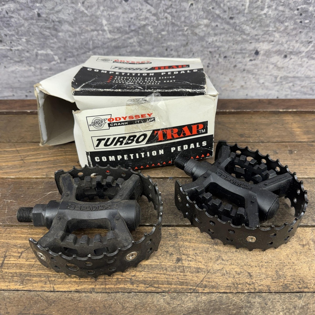 Vintage Odyssey Turbo Trap BMX Bike Pedals NOS1/2 Black Pair Old