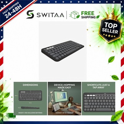 Logitech Pebble Keys 2 K380s Wireless Bluetooth Keyboard Tonal Graphite Slim