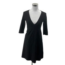 Eileen Fisher Petite PP Black V-Neck 3/4 Sleeve Dress Women Career Office Casual