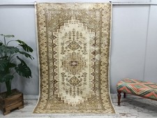 Turkish Oushak Rug Vintage Floral Wool Handmade Area Rug 5.1x7.9 Ft
