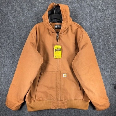 Carhartt Washed Duck Insulated Jacket Mens 2XL Tall Brown 3M Active Hooded Work