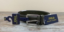 Polo Ralph Lauren Men's Full-Grain Gray-Green Leather Pony Dress Belt Size 34