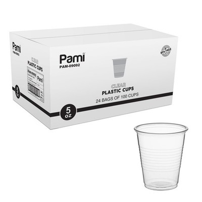 Disposable Plastic Cups 5 Oz Clear 2400 Count Case Parties PAMI Drinking Glasses