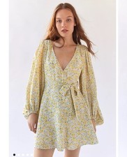 Urban Outfitters Dress Womens Xsmall KISS The Sky Yellow Floral New With Tags