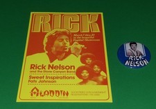VTG ORIGINAL RICK RICKY NELSON SHOW HANDBILL POSTCARD LAS VEGAS ALADDIN & BUTTON