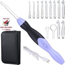 Juego de agujas de crochet iluminadas de 11 tama os, recargables, con estuche