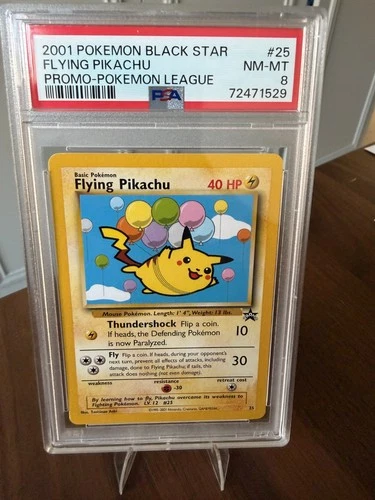 2001 POKEMON FLYING PIKACHU 25/53 WOTC PROMO REGULAR BLACK STAR PROMO PSA 8
