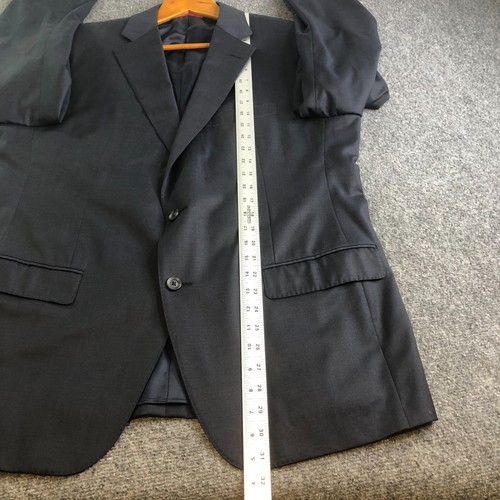 Marynarka męska Samuelsohn 44 R solidna niebieska wełniana Loro Piana dwuspadowa kurtka z dwoma guzikami - Zdjęcie 6 z 14