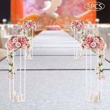 5Pc Acrylic Floor Vase Column Clear Flower Stand Geometric Centerpieces Vase 39"