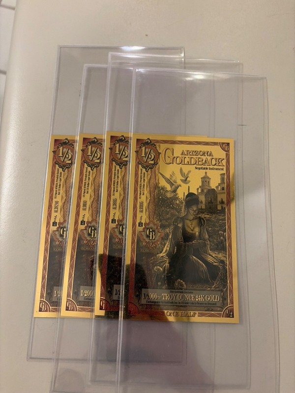 LOT 4 1/2 ARIZONA GOLDBACK AURUM 24K GOLD NOTES 1/2000 OZ BU🔥