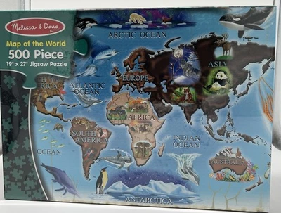 Melissa & Doug 500 Piece Jigsaw Puzzle - “Map of the World”- New/Sealed - Image 1 of 2