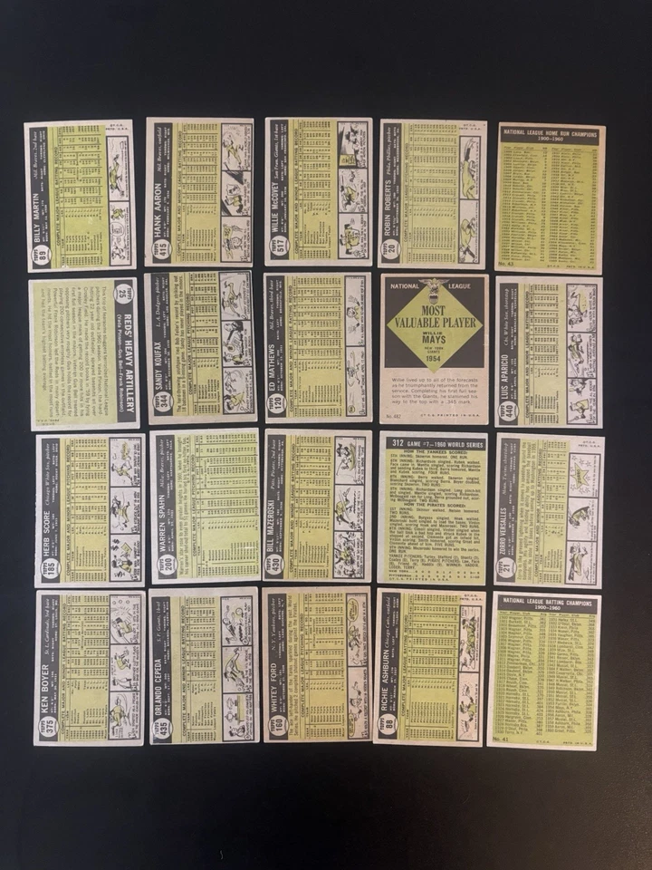 1961 Topps Superstar HOF starter Set(50) Hank Aaron Willie Mays Sandy Koufax Hi# - Image 2 of 4