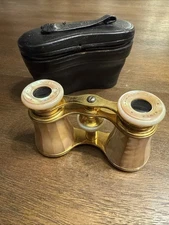 Antique Lemaire Paris Golden Mother of Pearl Opera Theater Glasses /Binoculars