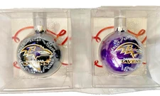 Baltimore Ravens Christmas Ornament Sports Home Away Set Glass Topperscot NEW