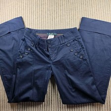 Anthropologie Cartonnier Women Sz 2 Navy Wide Leg Cuffed Sailor Pants Nautical