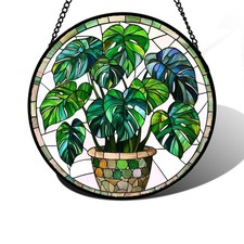 Stained Glass Monstera Suncatcher Colorful Window Decor for Home or Gifts