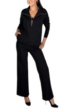 Joy Performance Women's Buttersoft 2pc Half Zip Top & Pant Set Black