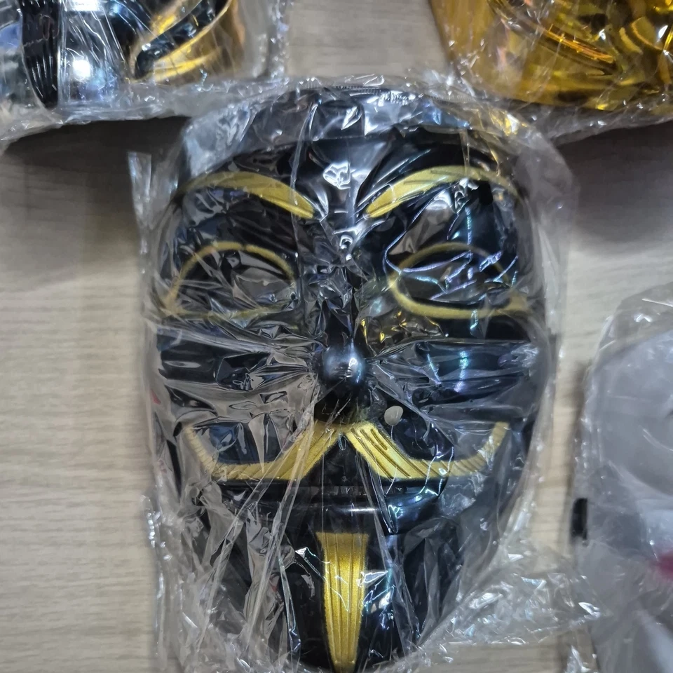 Máscara facial de hacker anónimo V Vendetta Guy Fawkes Halloween cosplay fiesta utilería Foto 2 de 4