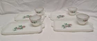 VTG Fire-King Milk Glass Rose Cups And Snack Tray Anchor Hocking  4set