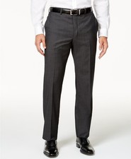 Michael Kors Men's Gray Classic-Fit Herringbone Wool Suit Pants Size 39W