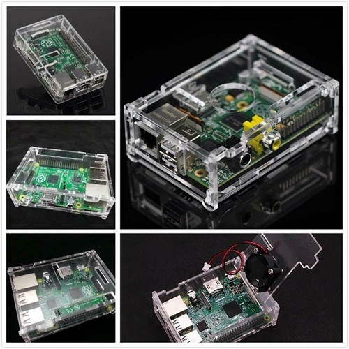 Clear Acrylic Case with Cooling Fan + Heat Sink Kit for Raspberry Pi 3 Model B - Picture 2 of 6