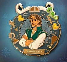 2023 Disney Parks Winter Tangled Flynn Rider Pascal Snuggly Duckling LE Pin