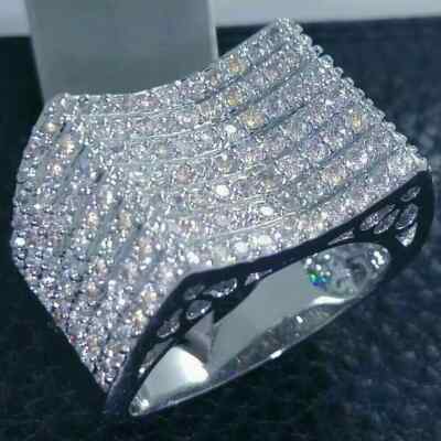 2.30 Ct Lab Created Diamond Wedding Band Pinky Ring Men's 14K White Gold Plated