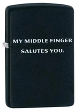 Zippo Windproof Lighter With "My Middle Finger Salutes You" 29867, New In Box
