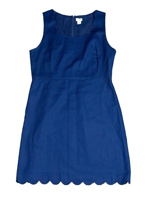 ladies shift dress size 14 J Crew Women's Size 14 Navy Blue Sleeveless Scalloped Hem Shift Dress
