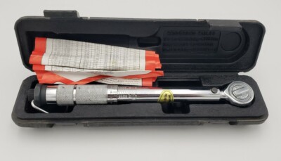 Unbranded 3/8'' Drive Torque Wrench With Case 10-80 Foot Pound Click Type