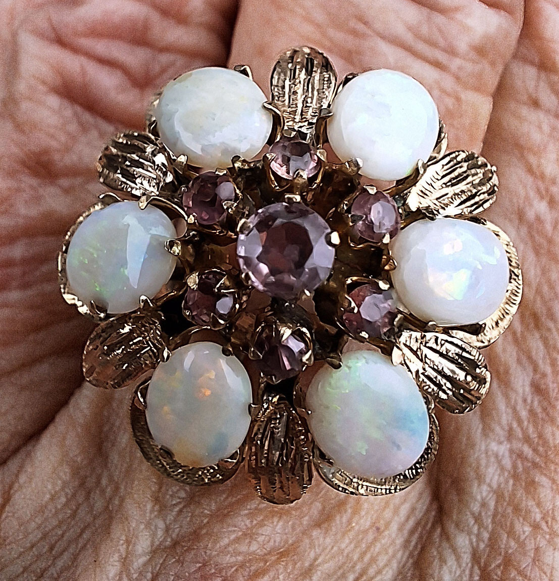 Victorian 14K Gold Ruby & Opal Ring - image 1