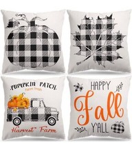 Fall Happy Pumpkin Throw Pillow Covers 18x18 Set of 4 Holiday Pillowcase Decor