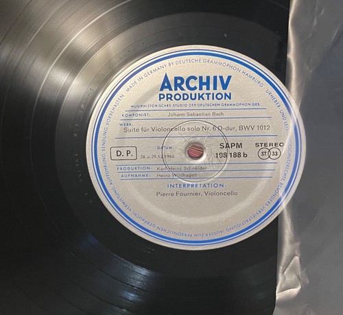 PIERRE FOURNIER / BACH CELLO Suites 5 & 6 DGG ARCHIV 1961 Stereo SAPM 198 188 EX - Picture 3 of 7